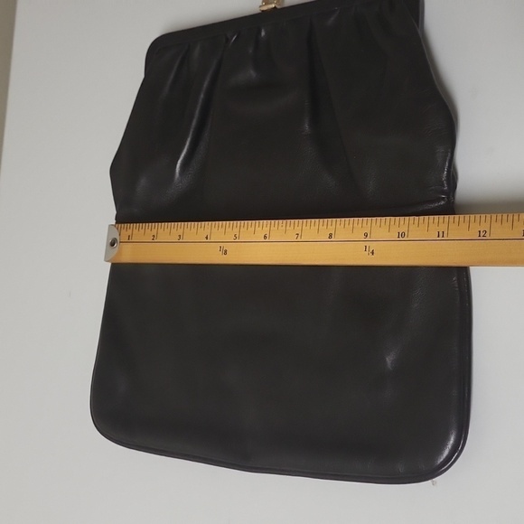 VINTAGE Foldable black Leather Clutch - Picture 11 of 16